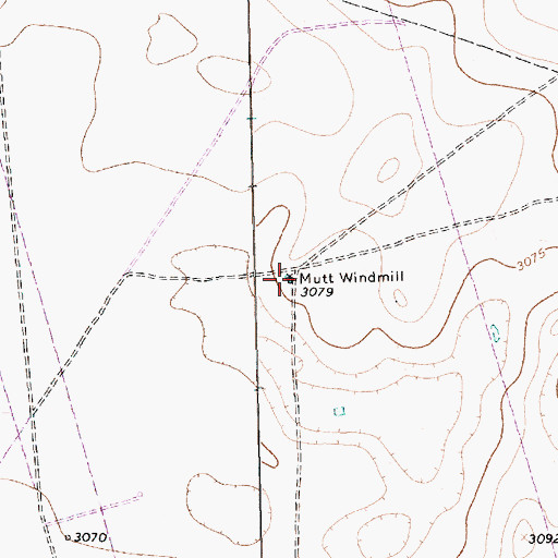 Topographic Map of Mutt Windmill, TX