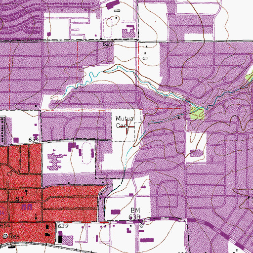 Topographic Map of Mutual Cemetery, TX