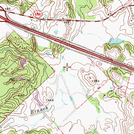 Topographic Map of Myrtle Branch, TX