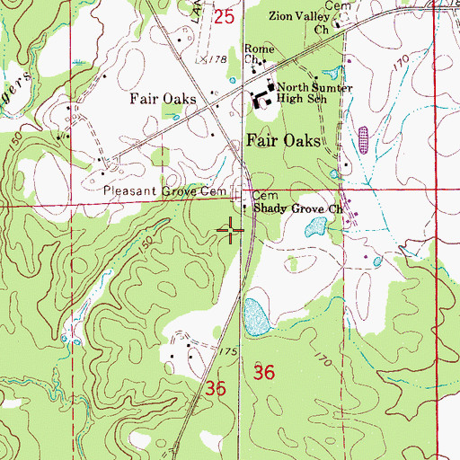 Topographic Map of Pleasant Grove Church (historical), AL