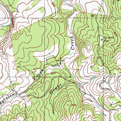 Topographic Map of Myrtle Creek, TX