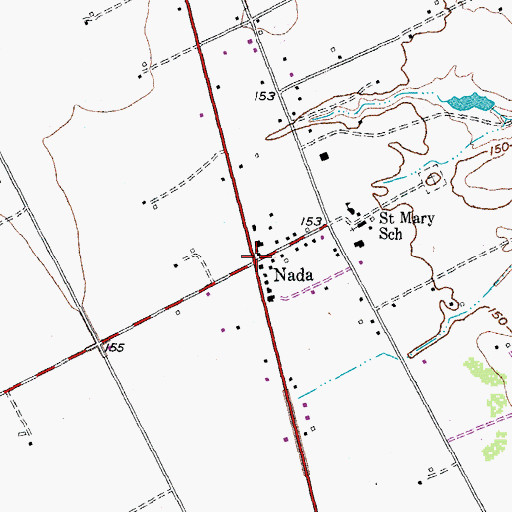 Topographic Map of Nada, TX