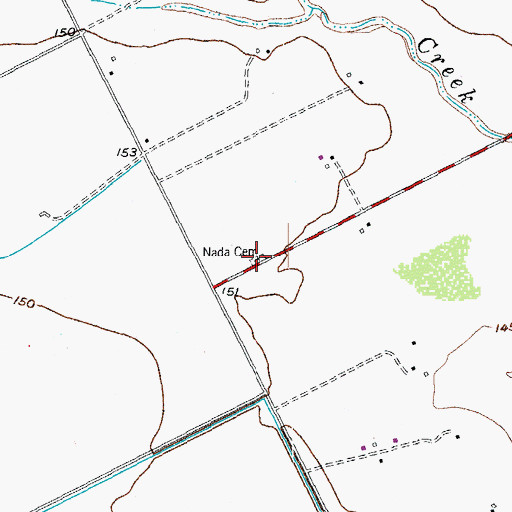 Topographic Map of Nada Cemetery, TX