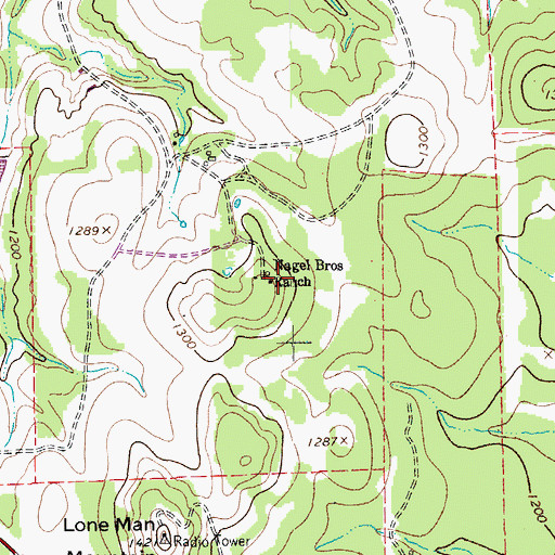 Topographic Map of Nagel Brothers Ranch, TX