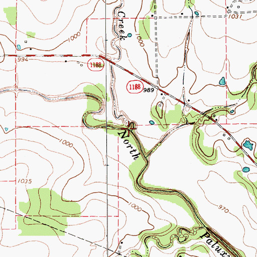Topographic Map of Nail Creek, TX