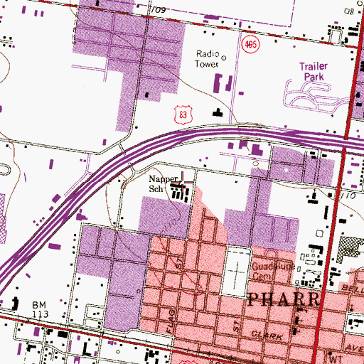 Topographic Map of Napper School, TX