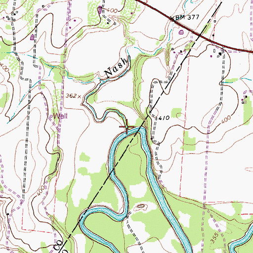 Topographic Map of Nash Creek, TX