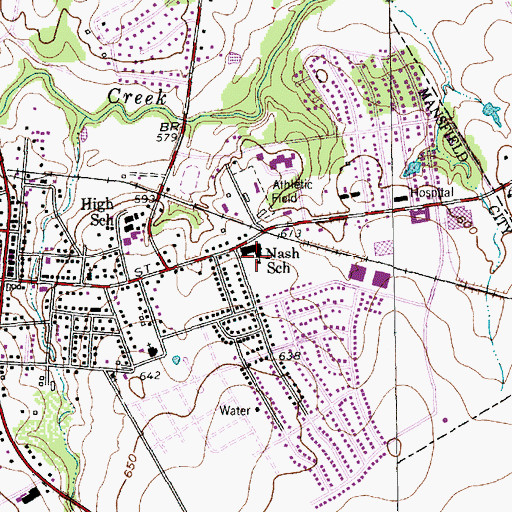 Topographic Map of Nash School, TX