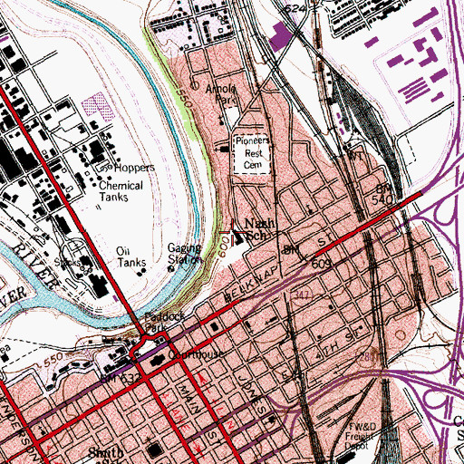 Topographic Map of Nash School, TX