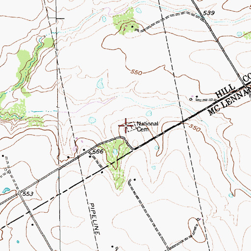 Topographic Map of National Cemetery, TX