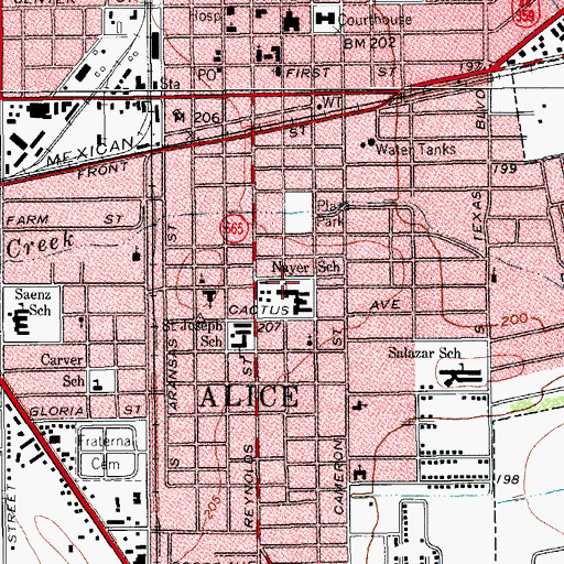 Topographic Map of Nayer School, TX
