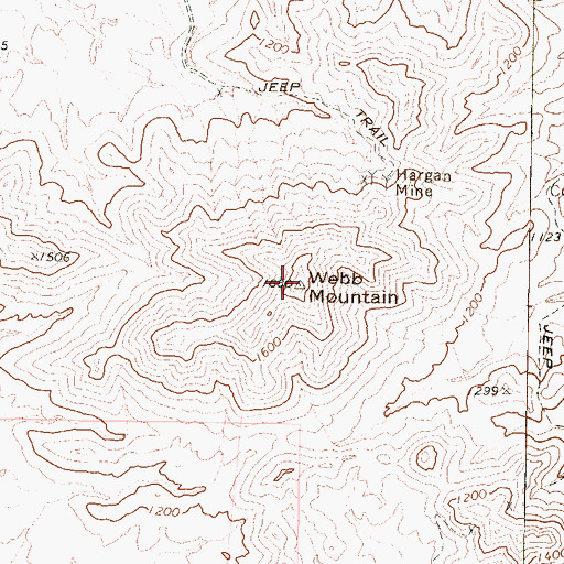 Topographic Map of Webb Mountain, AZ