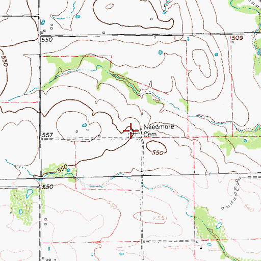 Topographic Map of Needmore Cemetery, TX