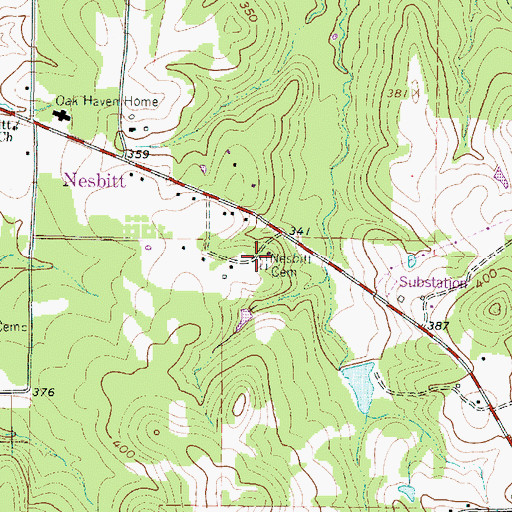 Topographic Map of Nesbitt Cemetery, TX