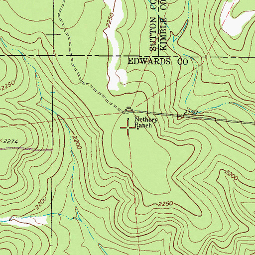 Topographic Map of Nethery Ranch, TX