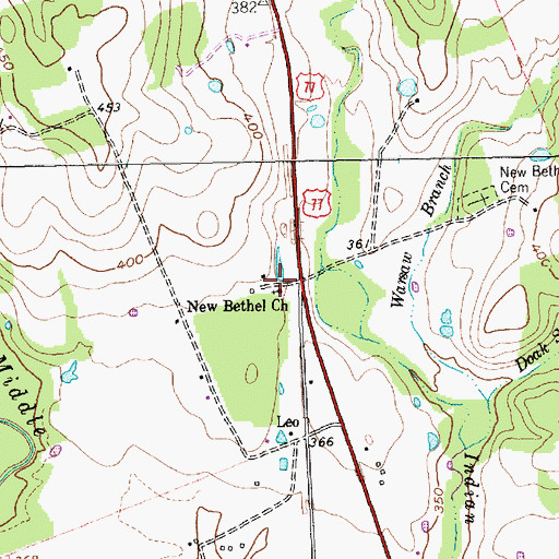 Topographic Map of New Bethel Church, TX