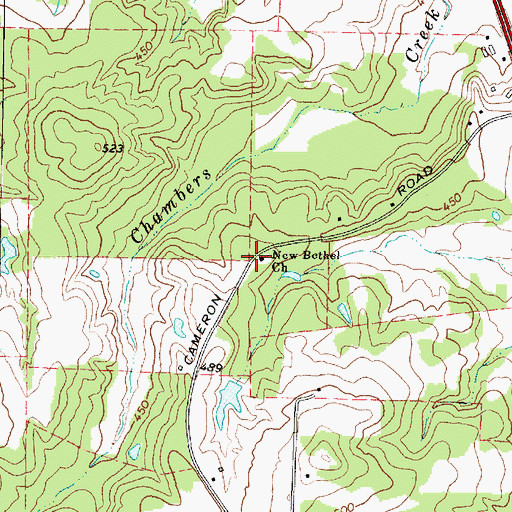 Topographic Map of New Bethel Church, TX