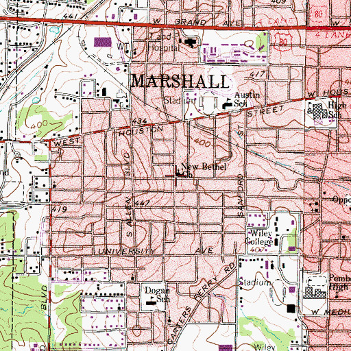 Topographic Map of New Bethel Church, TX