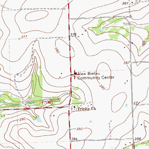 Topographic Map of New Bielau Community Center, TX