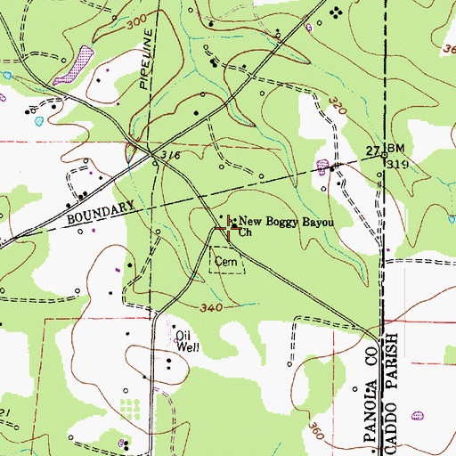 Topographic Map of New Boggy Bayou Church, TX
