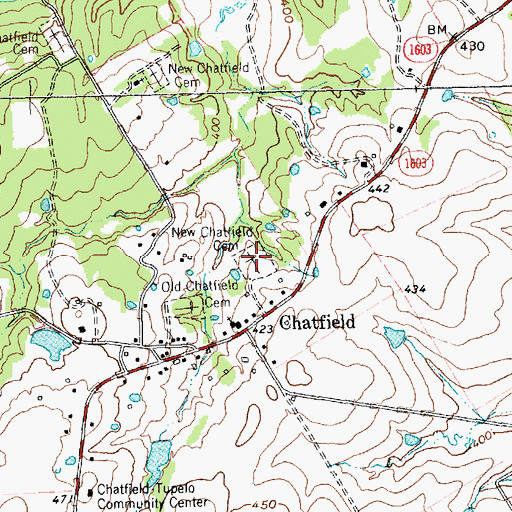 Topographic Map of New Chatfield Cemetery, TX