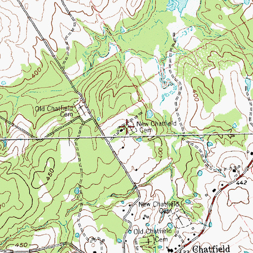 Topographic Map of New Chatfield Cemetery, TX