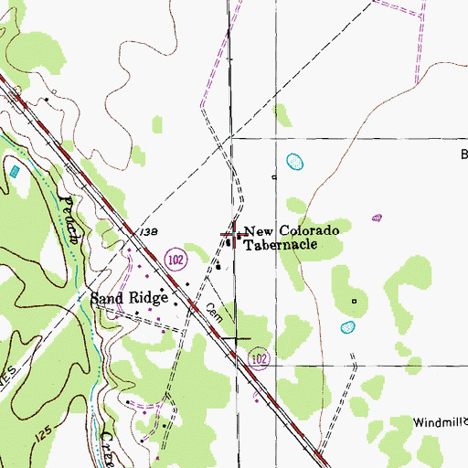 Topographic Map of New Colorado Tabernacle, TX