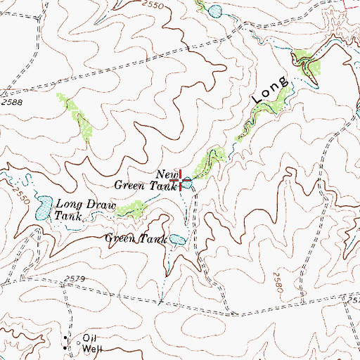 Topographic Map of New Green Tank, TX
