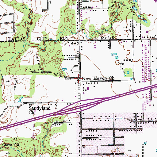 Topographic Map of New Haven Church, TX