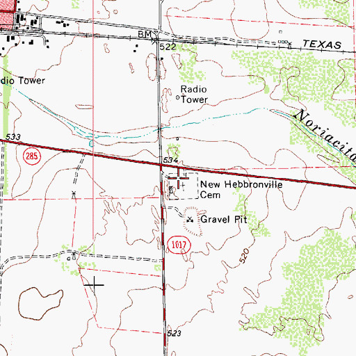 Topographic Map of New Hebbronville Cemetery, TX