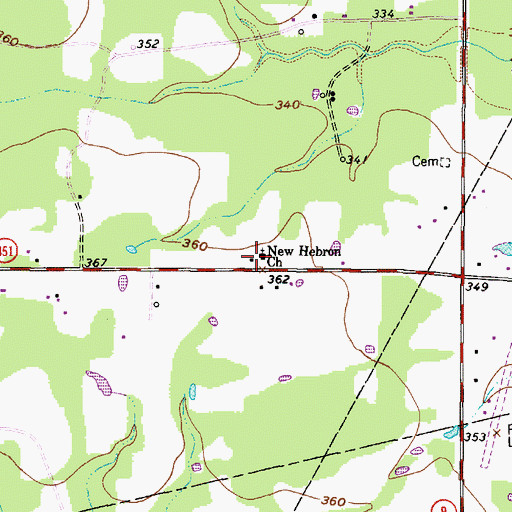 Topographic Map of New Hebron Church, TX