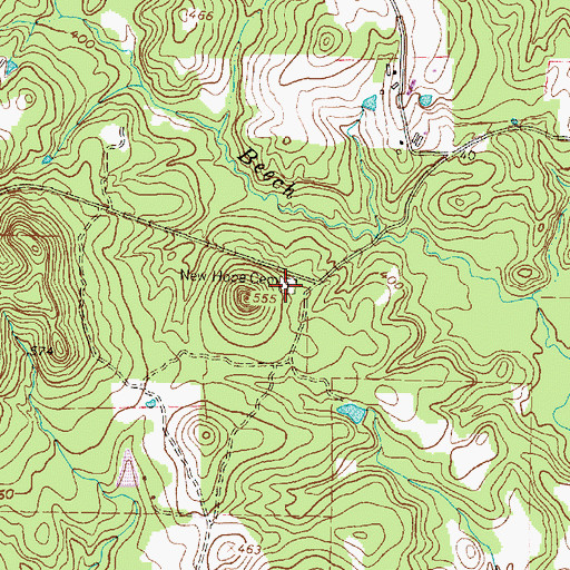 Topographic Map of New Hope Cemetery, TX