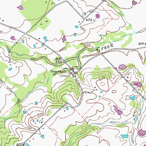 Topographic Map of New Hope Cemetery, TX
