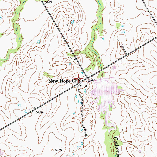 Topographic Map of New Hope Church, TX
