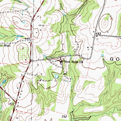 Topographic Map of New Hope Church, TX
