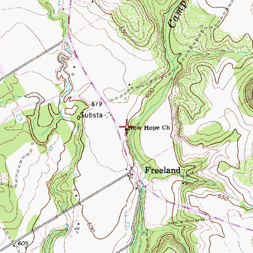 Topographic Map of New Hope Church, TX