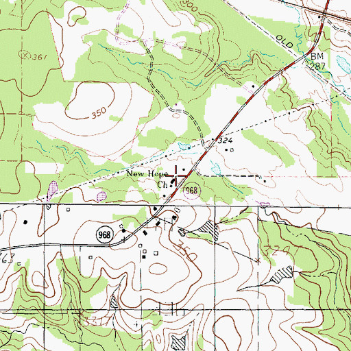 Topographic Map of New Hope Church, TX