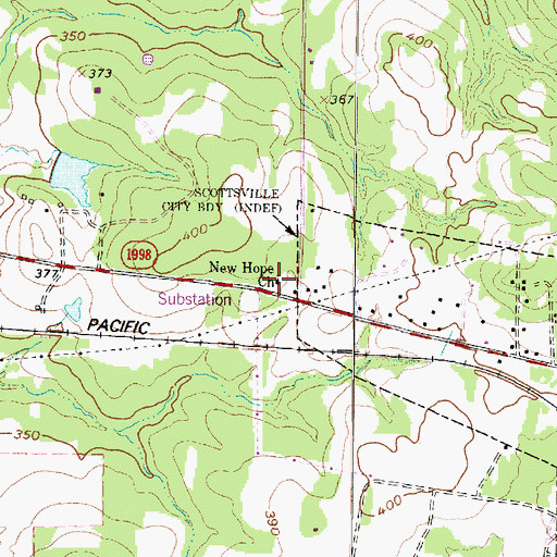 Topographic Map of New Hope Church, TX