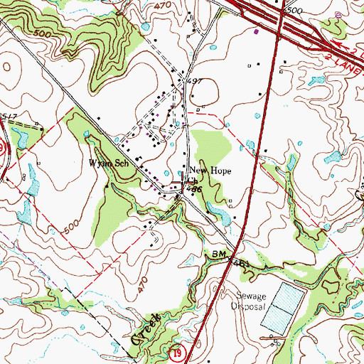 Topographic Map of New Hope Church, TX