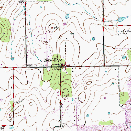 Topographic Map of New Hope Church, TX