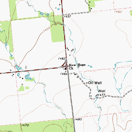 Topographic Map of New Hope Church, TX