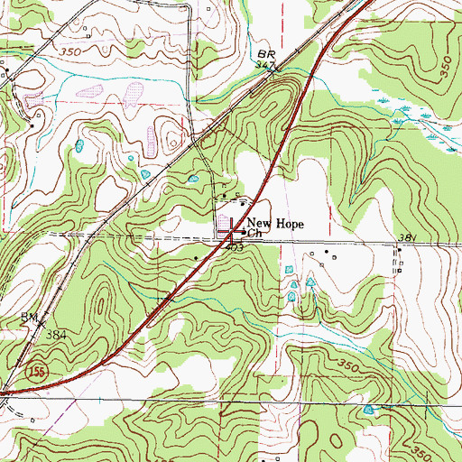 Topographic Map of New Hope Church, TX