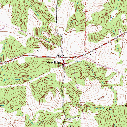 Topographic Map of New Hope Church, TX