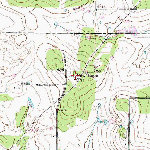 Topographic Map of New Hope Church, TX