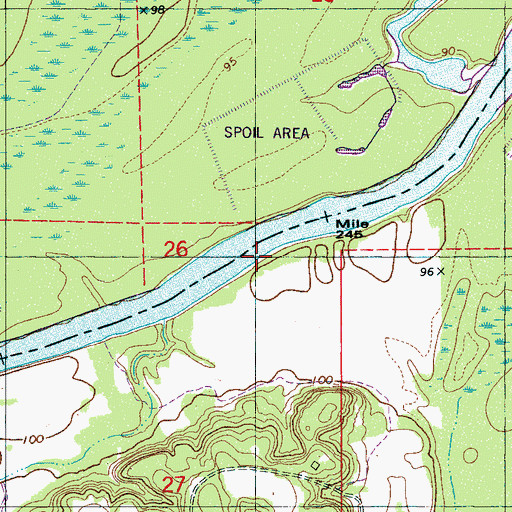 Topographic Map of Santos Bar, AL