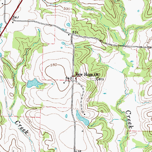 Topographic Map of New Hope Church, TX