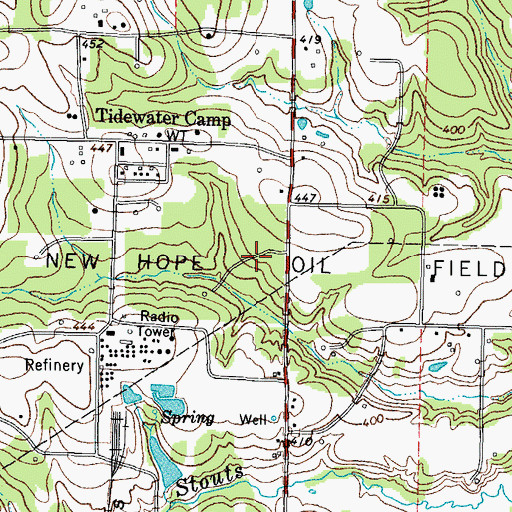 Topographic Map of New Hope Oil Field, TX