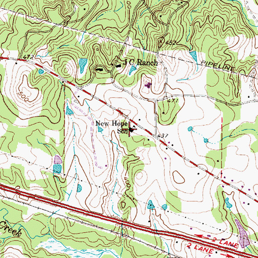 Topographic Map of New Hope School, TX