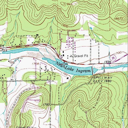Topographic Map of Lake New Ingram, TX