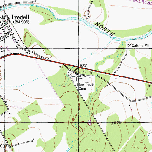 Topographic Map of New Iredell Cemetery, TX